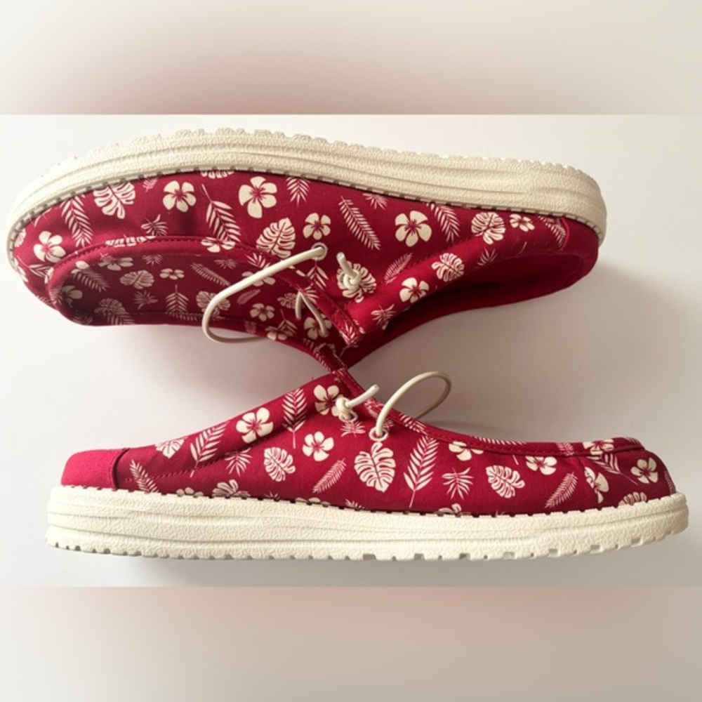 Hey Dude Wally Slip On Luau Shoes in Varsity Red - Picture 10 of 13